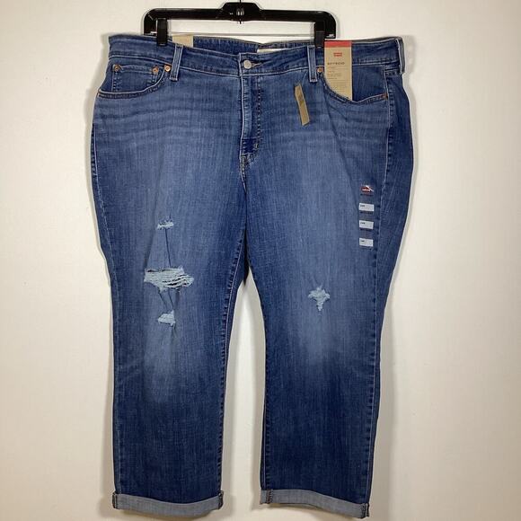 Levi’s Jeans Size 24W Boyfriend Fit Tapered Leg Denim NWT Mid Rise Cuffed Crop - Picture 2 of 11